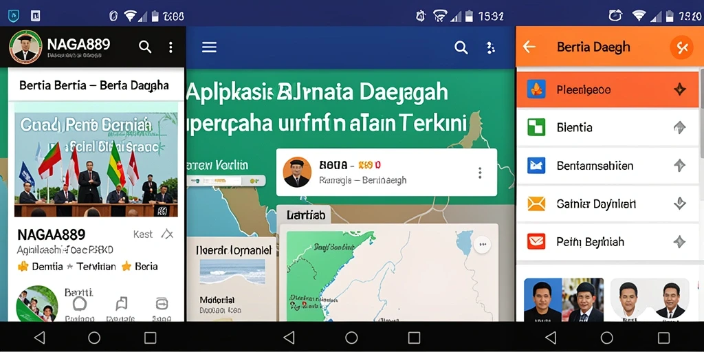 Tampilan antarmuka aplikasi NAGA889 dengan berita daerah terkini.