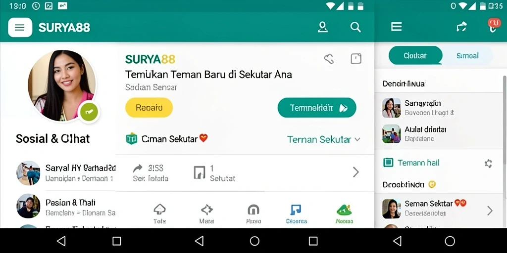Antarmuka SURYA88 yang menarik dan fungsional untuk mencari teman baru.